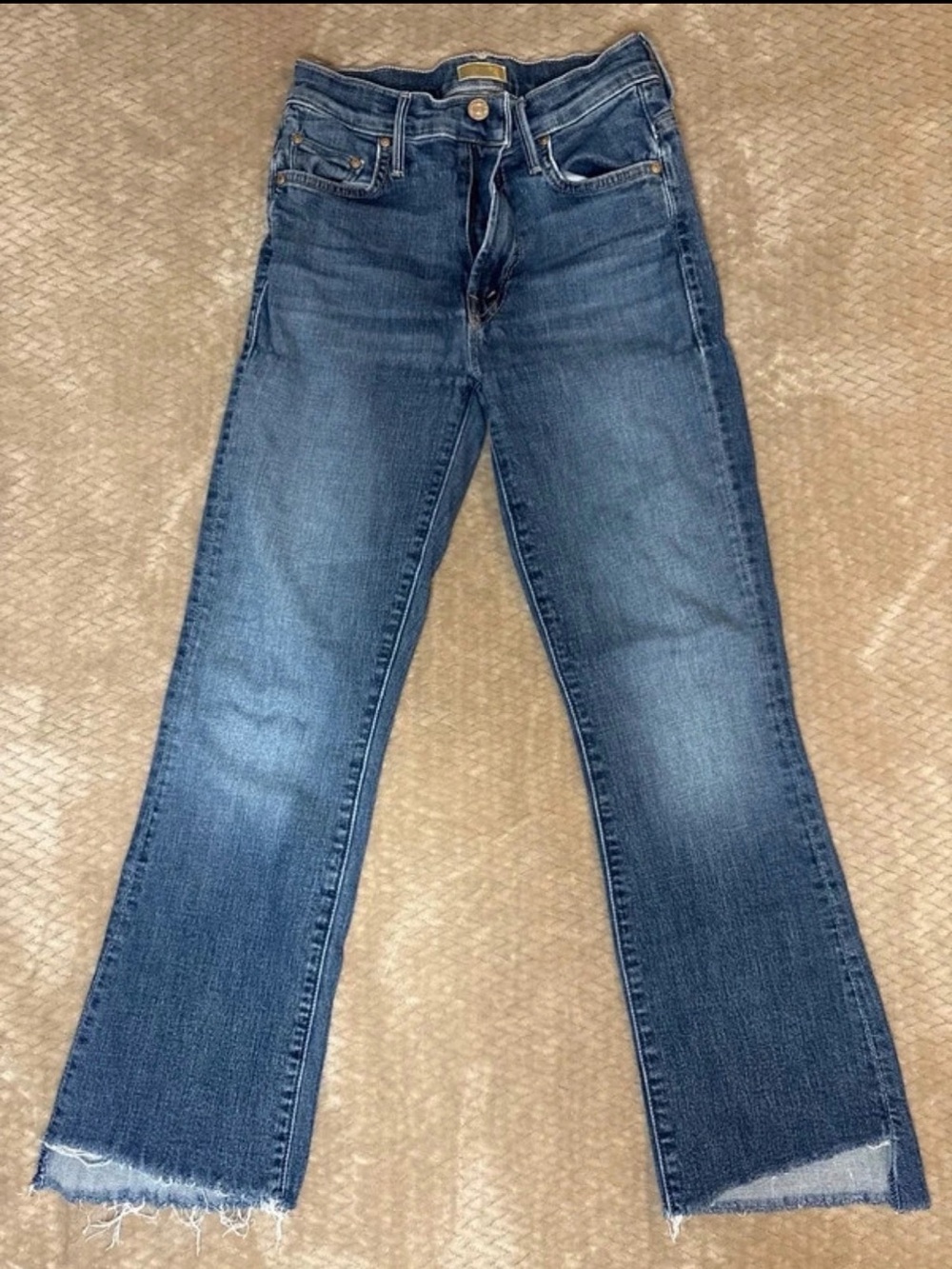 Mother insider step crop fray jeans